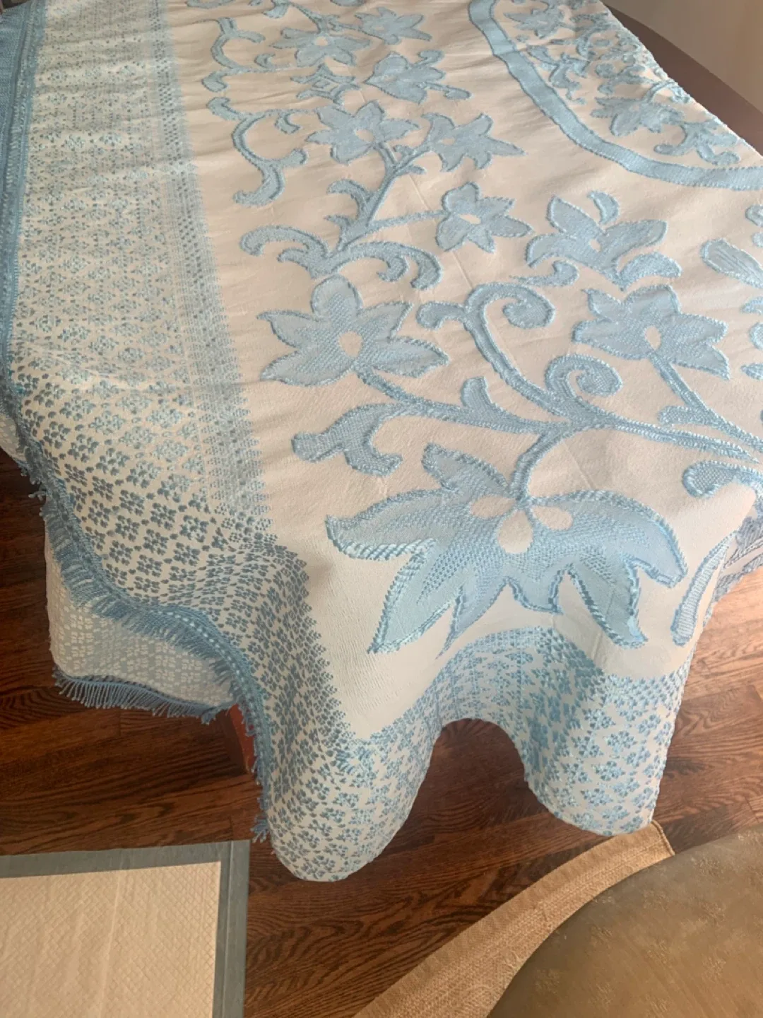 Floral Embroidered Bedspread- Light Blue image indicator(2)