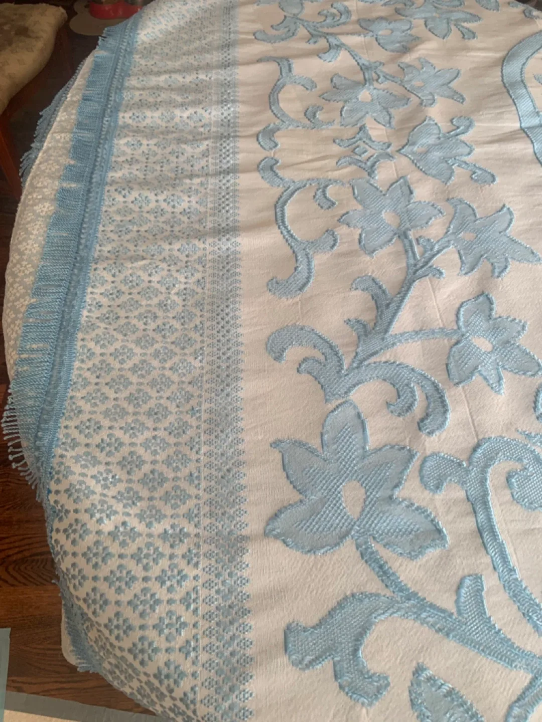 Floral Embroidered Bedspread- Light Blue image indicator(3)