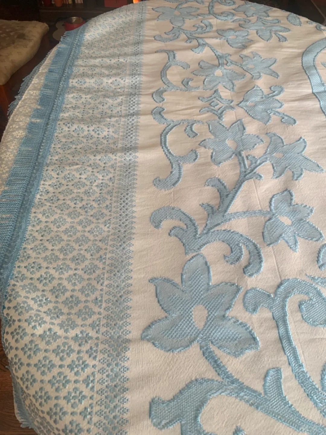 Floral Embroidered Bedspread- Light Blue image indicator(4)