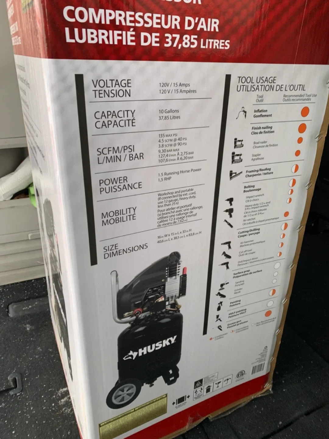 Brand New Husky 10 Gal Air Compressor w/Hose image indicator(2)