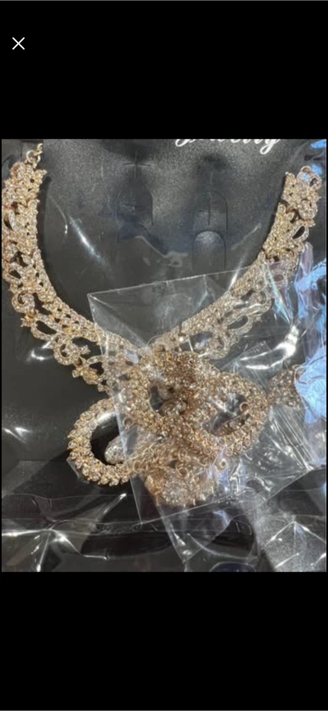 Rhinestone Jewellery Set - Necklace, Earrings, Tikka - photo 3