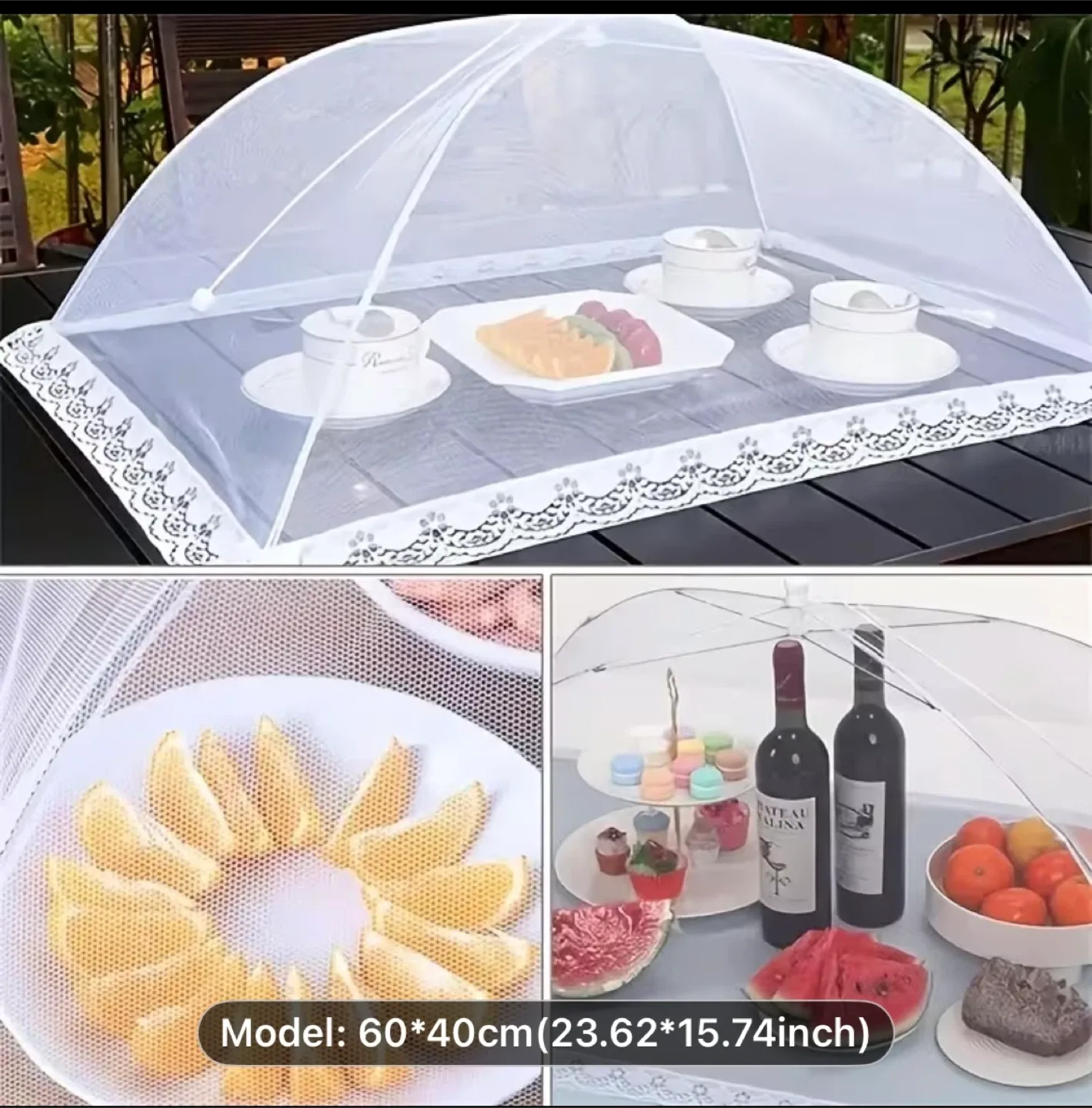Large Pop-Up Insect Proof White Mesh  Cover - 1pc Durable