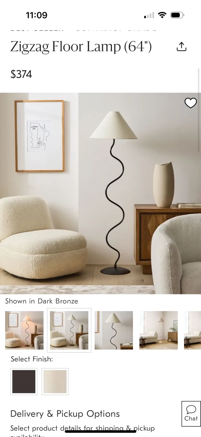 WEST ELM- Zigzag Floor Lamp (64")