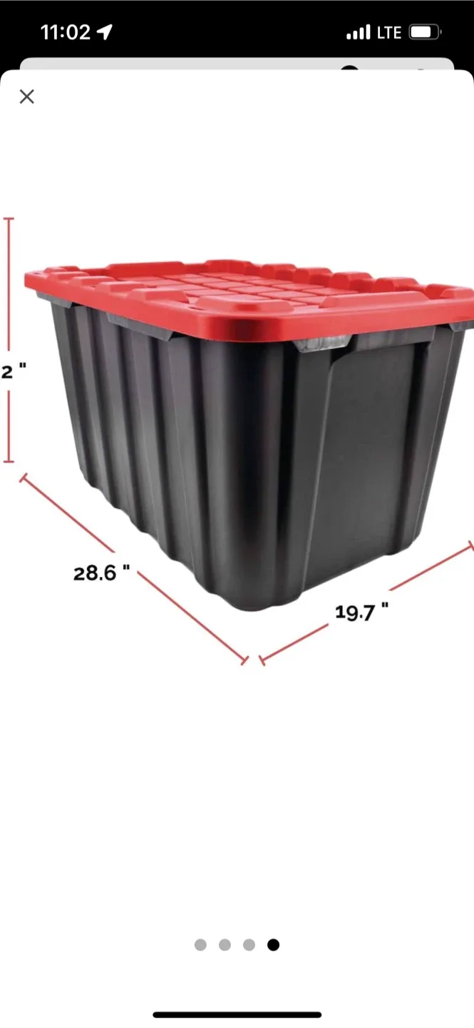 No lid - 102L Black Storage Tote