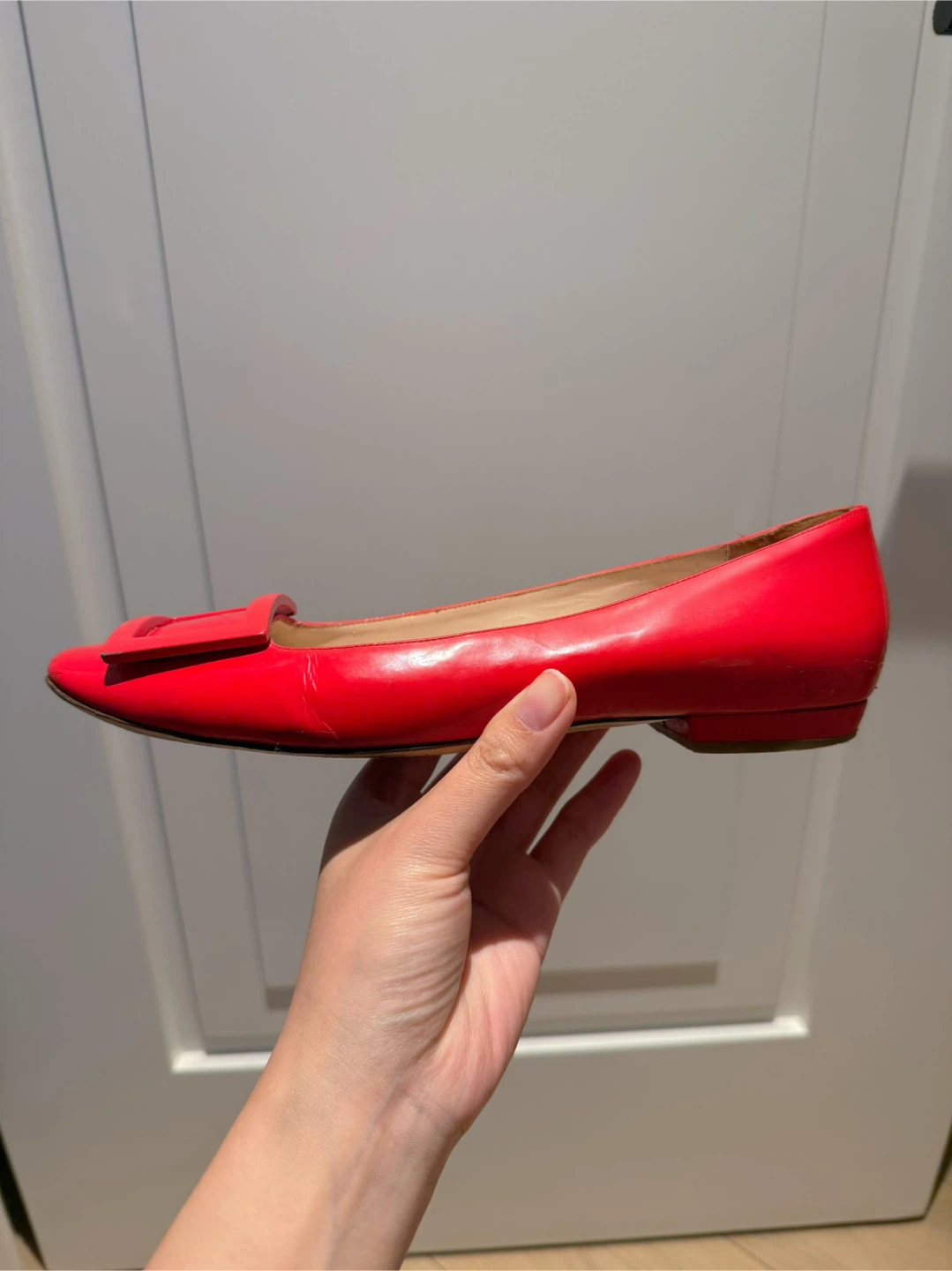Giorgio Armani Red Leather Flats - Size 37/ US 6.5 - photo 2
