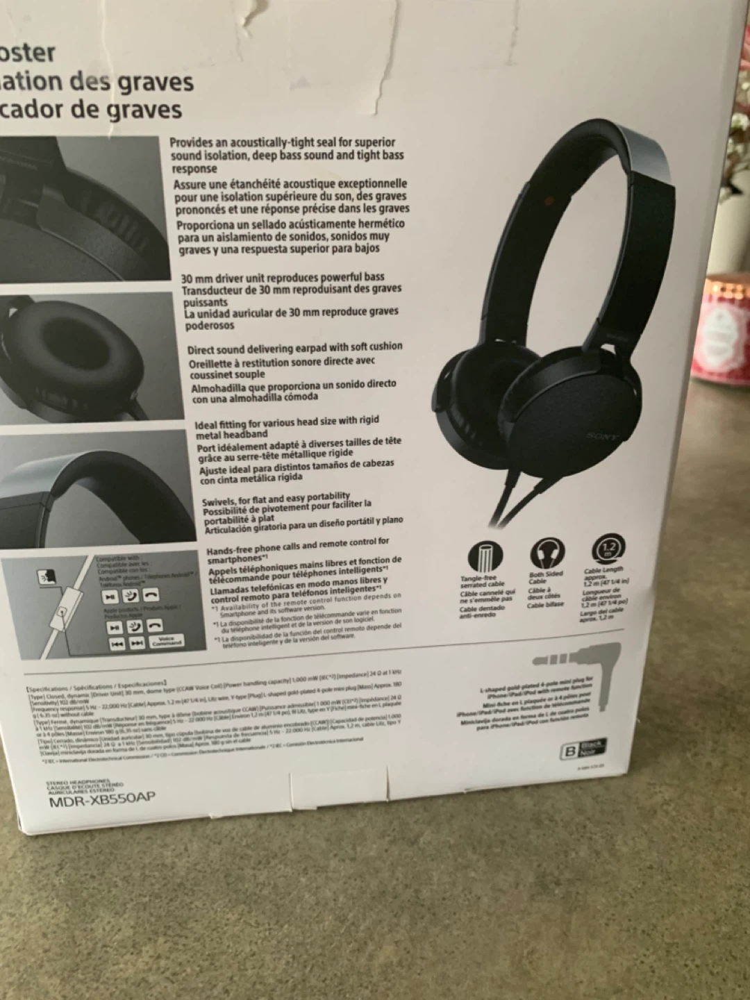 Sony MDR-XB550AP Extra Bass Headphones - Black - photo 2