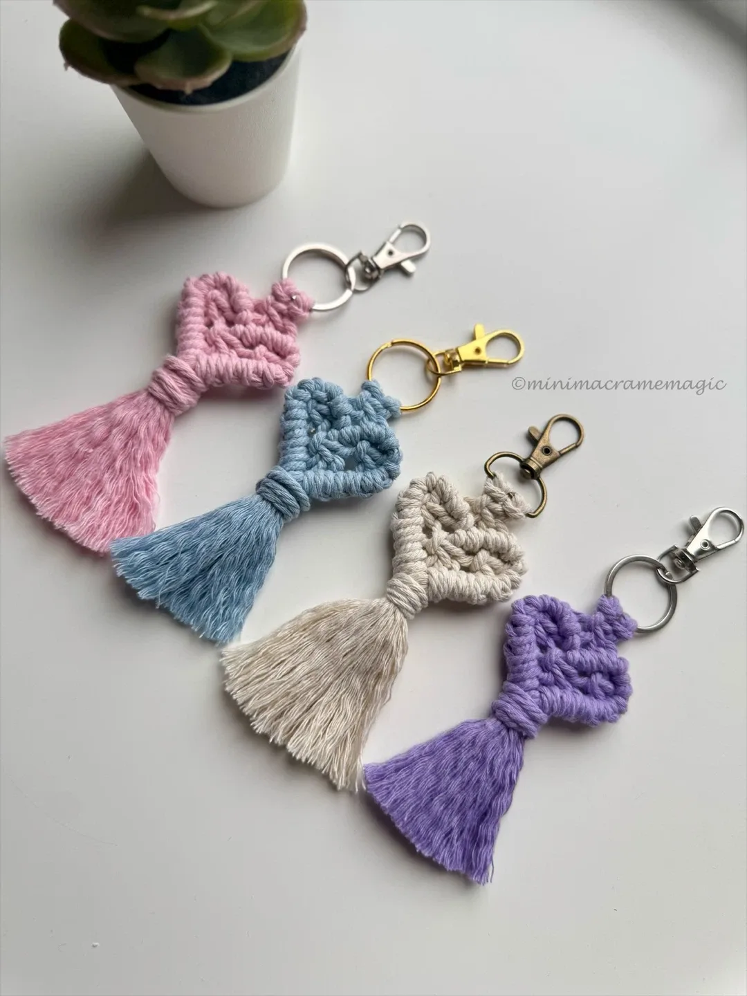 Handmade Macrame Heart Tassel Keychain