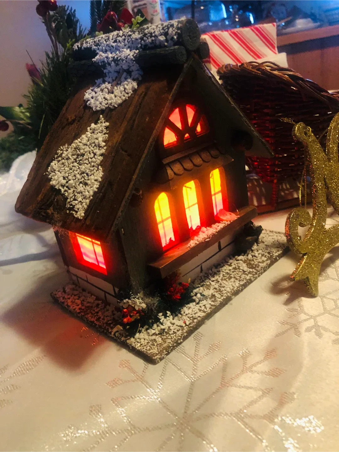 Christmas LOT: Village House, Wicker Sleigh etc #Cleanout image indicator(7)