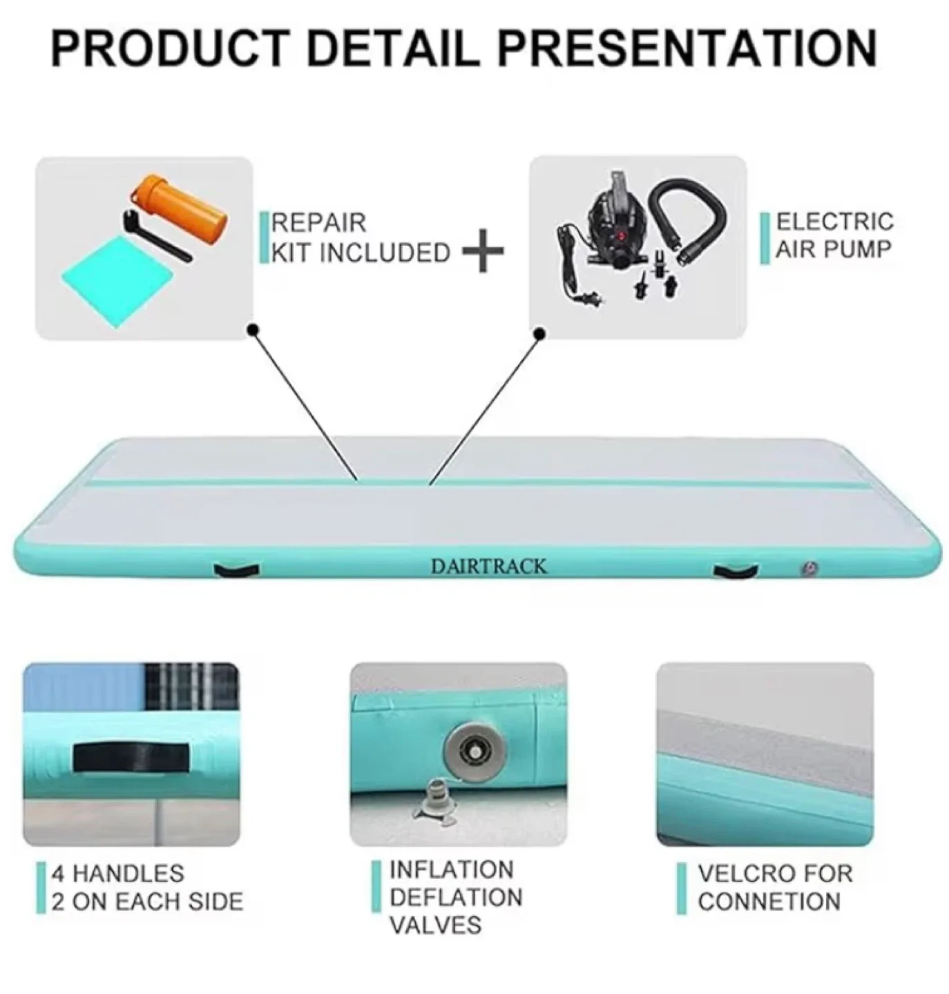 New 10’ Inflatable Gymnastics Tumble Track Air Mat image indicator(4)