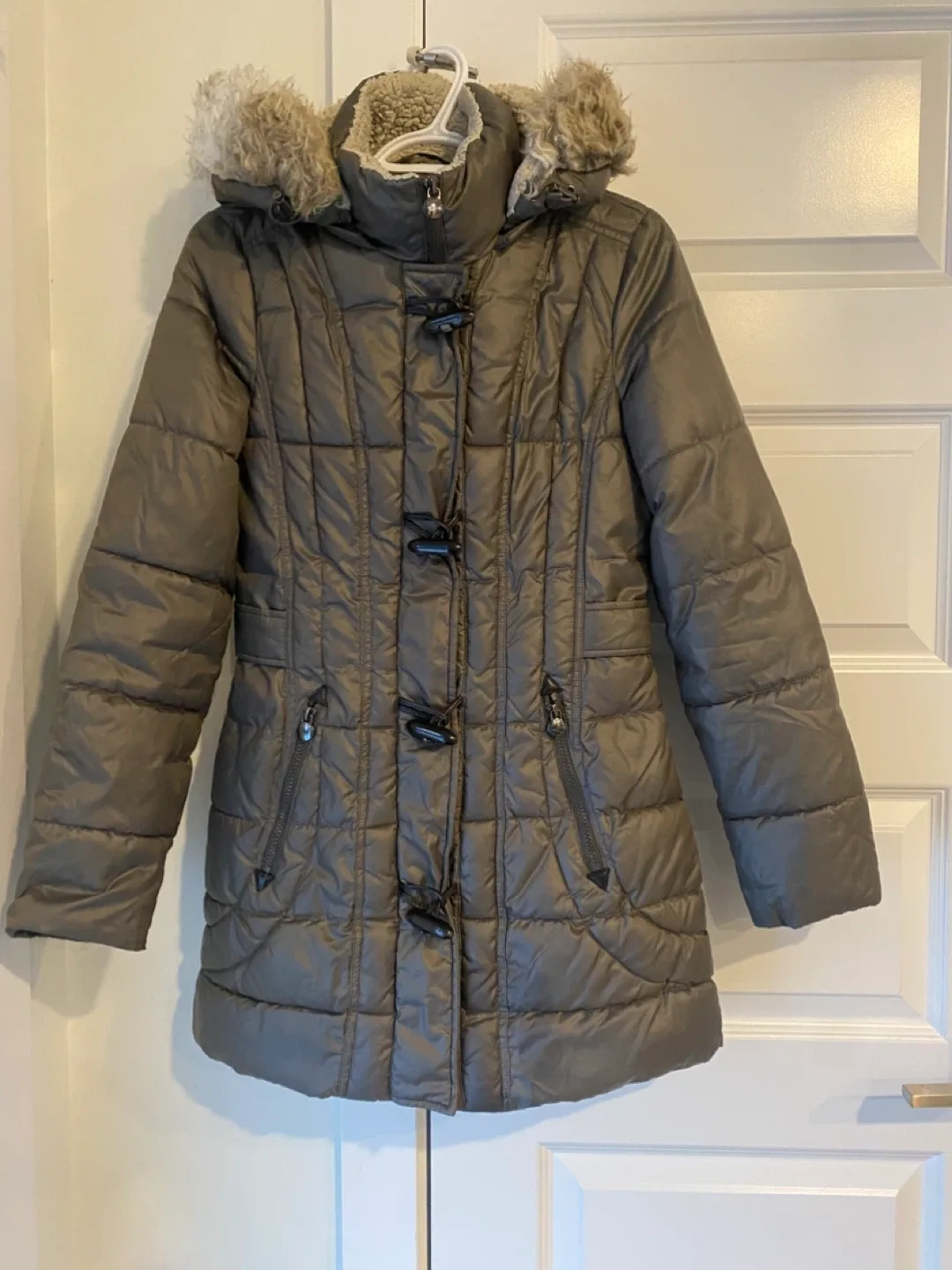 Puffer Coat with Fur Hood