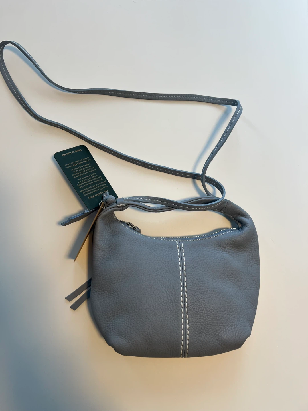 Roots Leather Satchel Bag - silver blue - photo 2