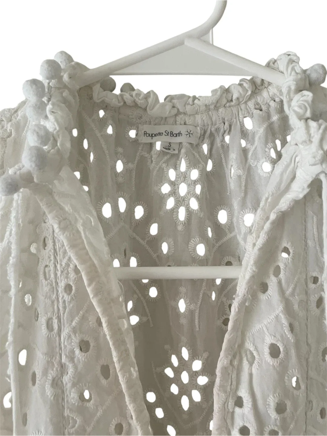 Poupette St Barth White Eyelet Mini Dress #Cleanout image indicator(3)