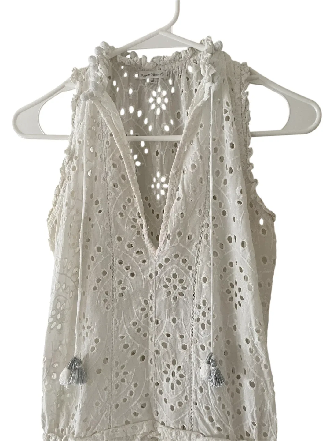 Poupette St Barth White Eyelet Mini Dress #Cleanout image indicator(2)
