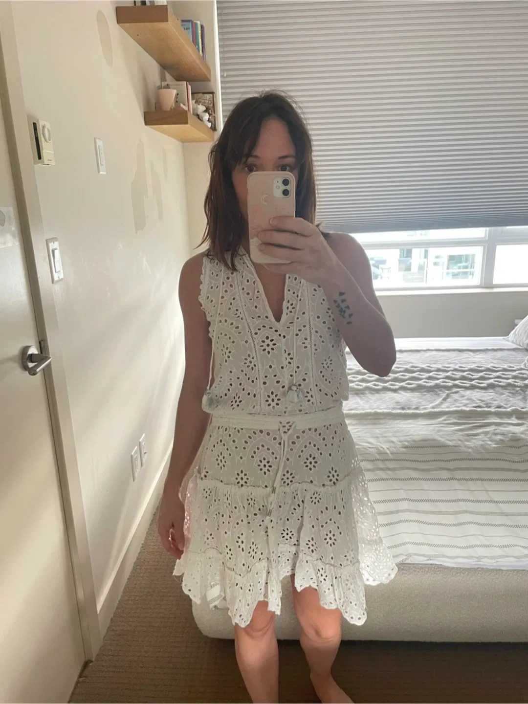 Poupette St Barth White Eyelet Mini Dress #Cleanout image indicator(4)