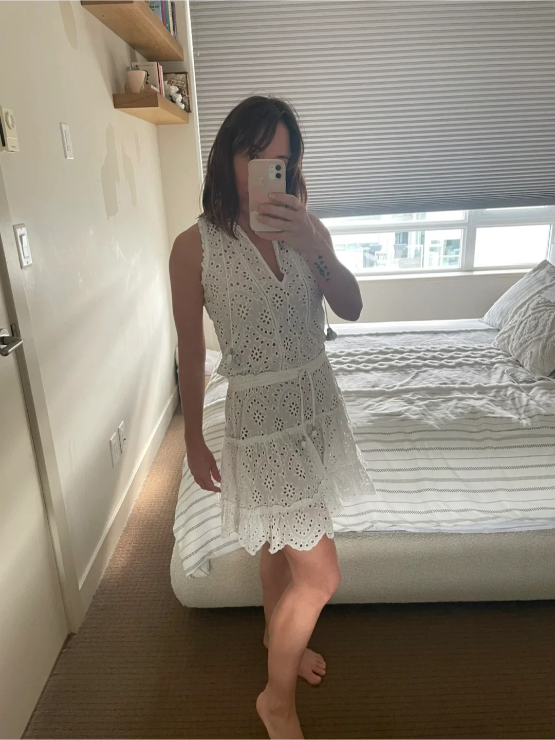 Poupette St Barth White Eyelet Mini Dress #Cleanout image indicator(8)