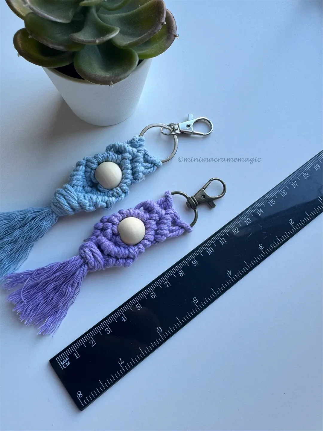 Handmade Macrame Keychain with Woden Beadss image indicator(3)