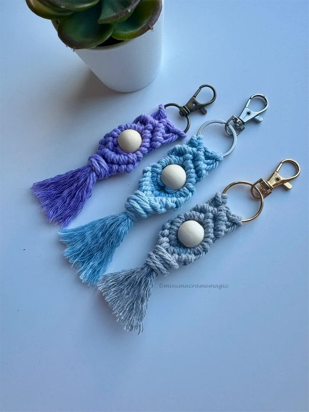 Handmade Macrame Keychain with Woden Beadss