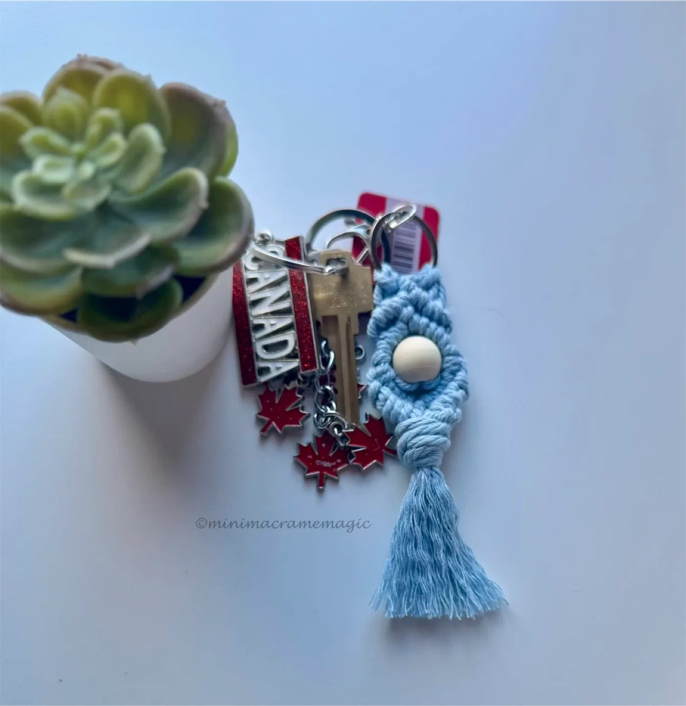 Handmade Macrame Keychain with Woden Beadss image indicator(2)