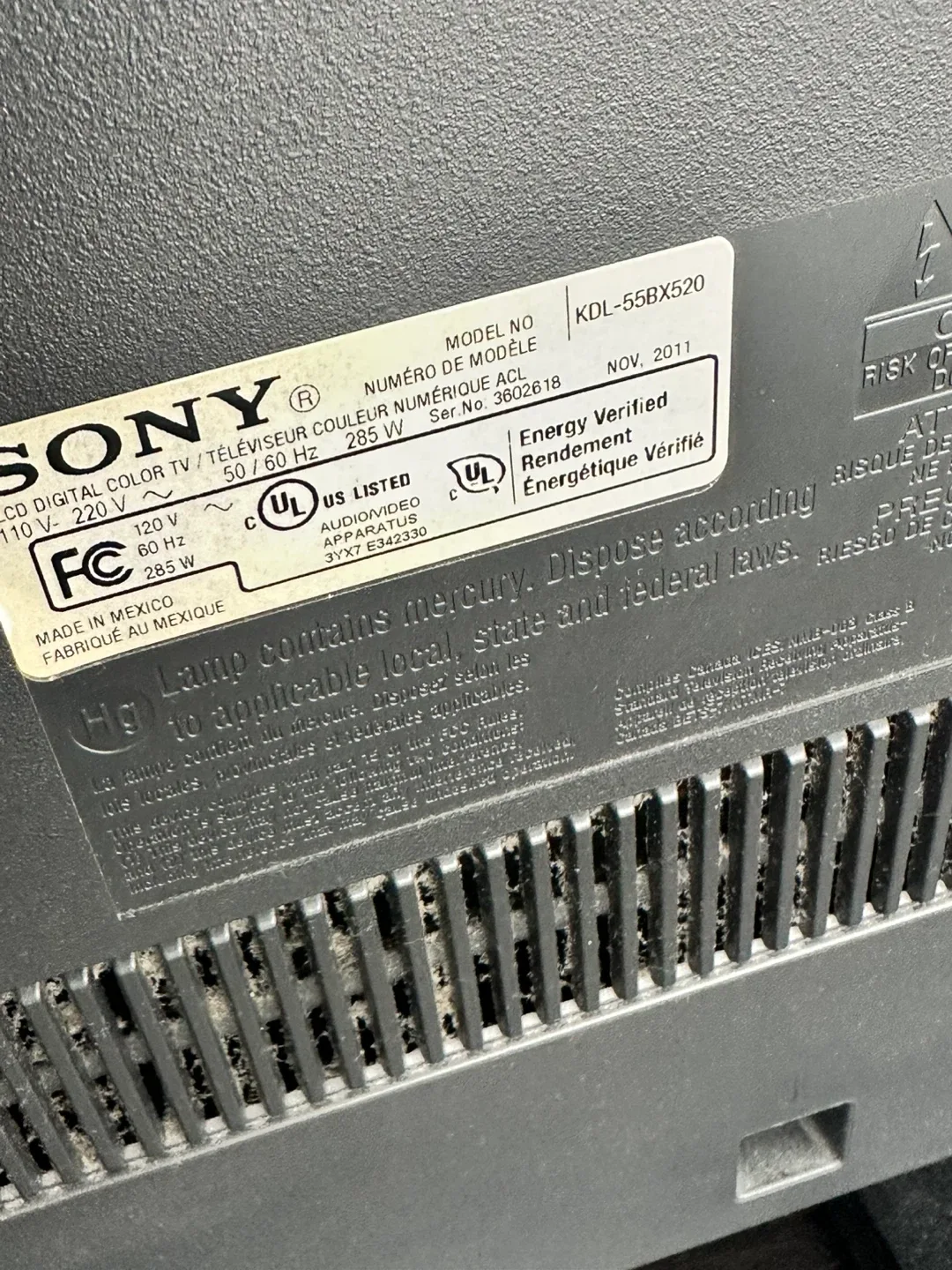 Sony Bravia KDL-55BX520 52 inch TV image indicator(3)