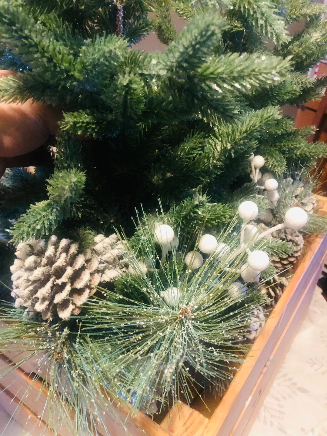 Christmas Evergreen Trees Decor in Crate Wood Box #Cleanout image indicator(3)