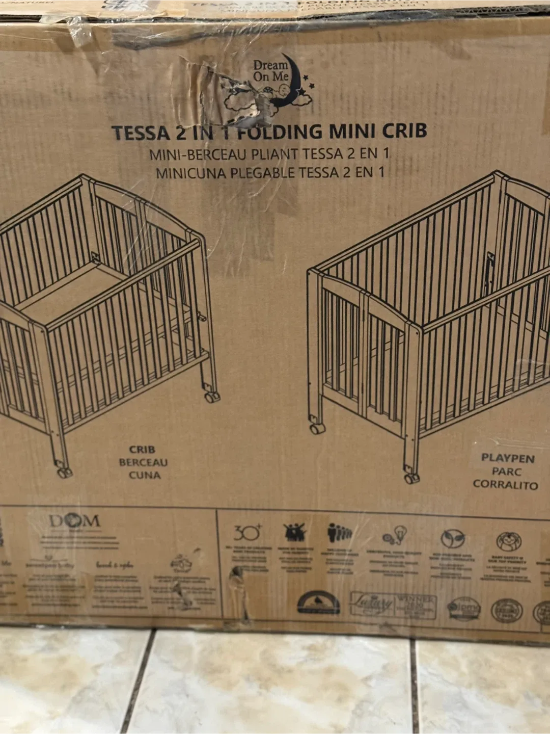 Dream On Me Tessa 2 in 1 Folding Mini Crib image indicator(2)