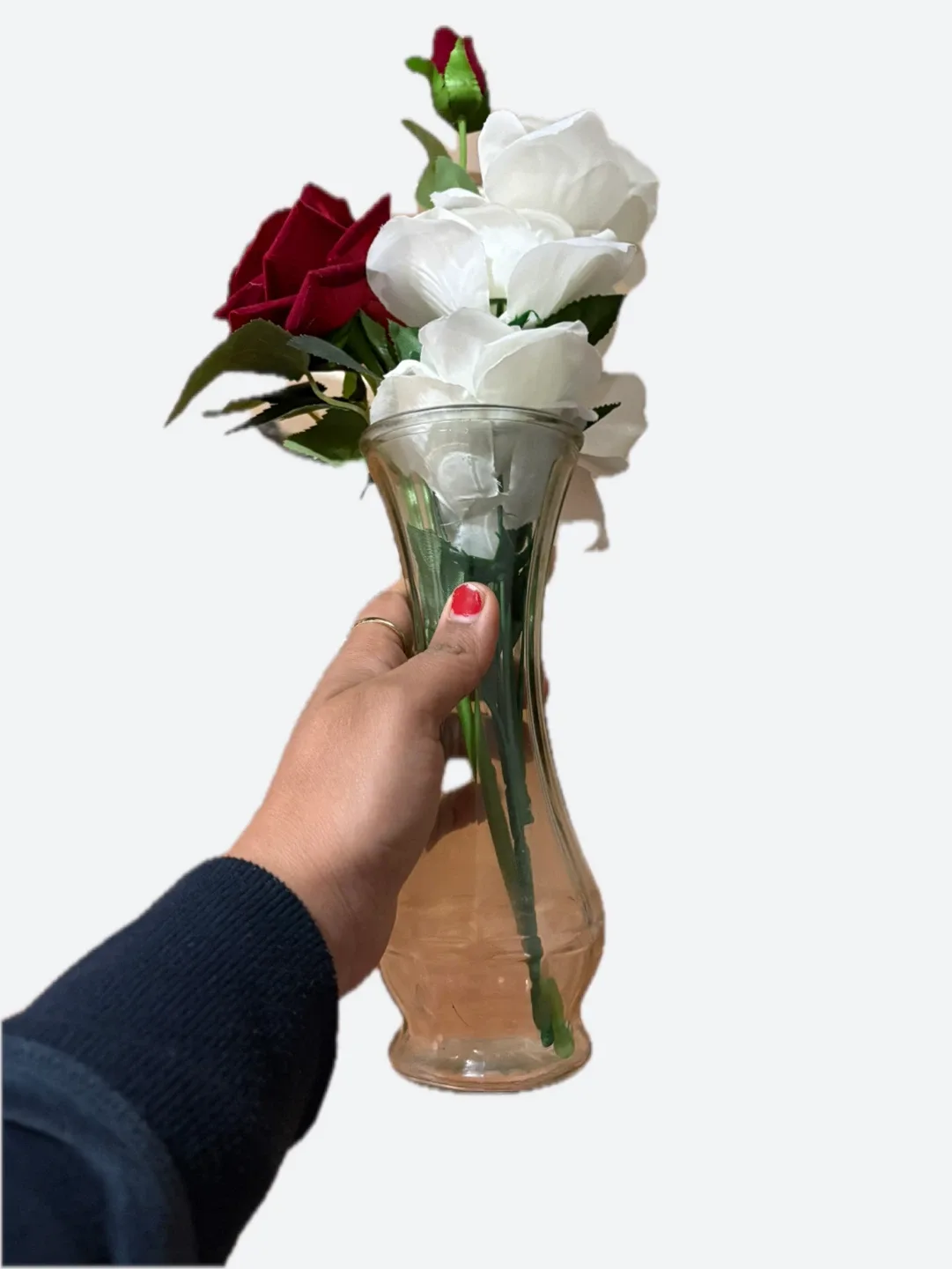 Artificial Roses in Glass Vase