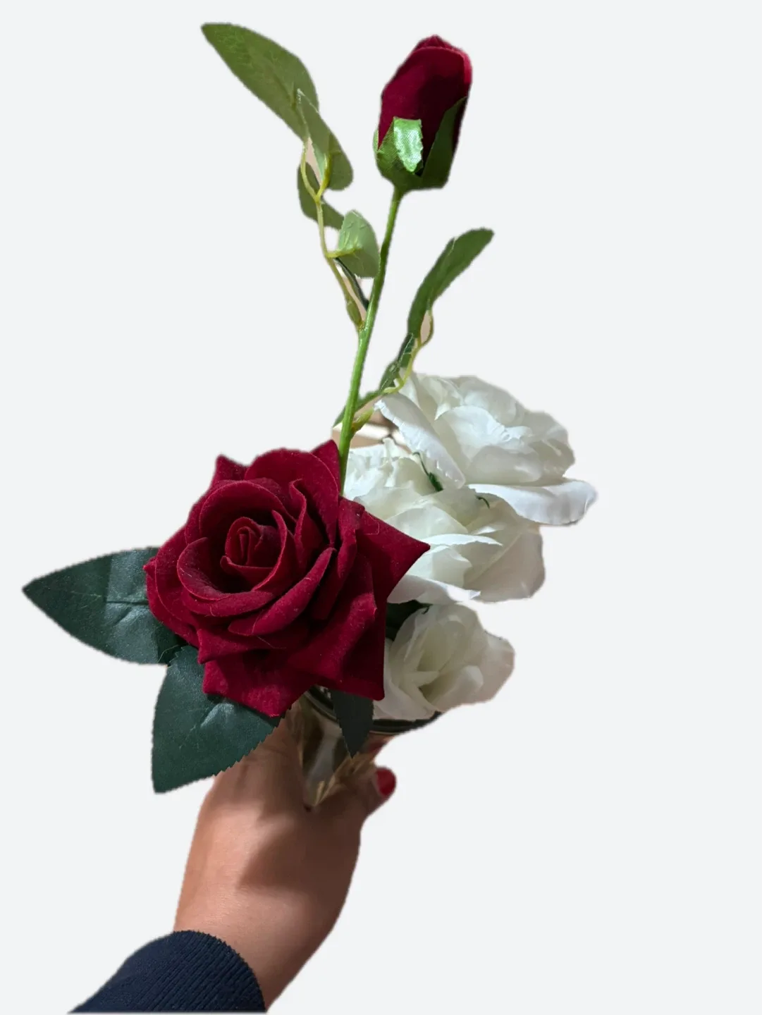 Artificial Roses in Glass Vase image indicator(3)