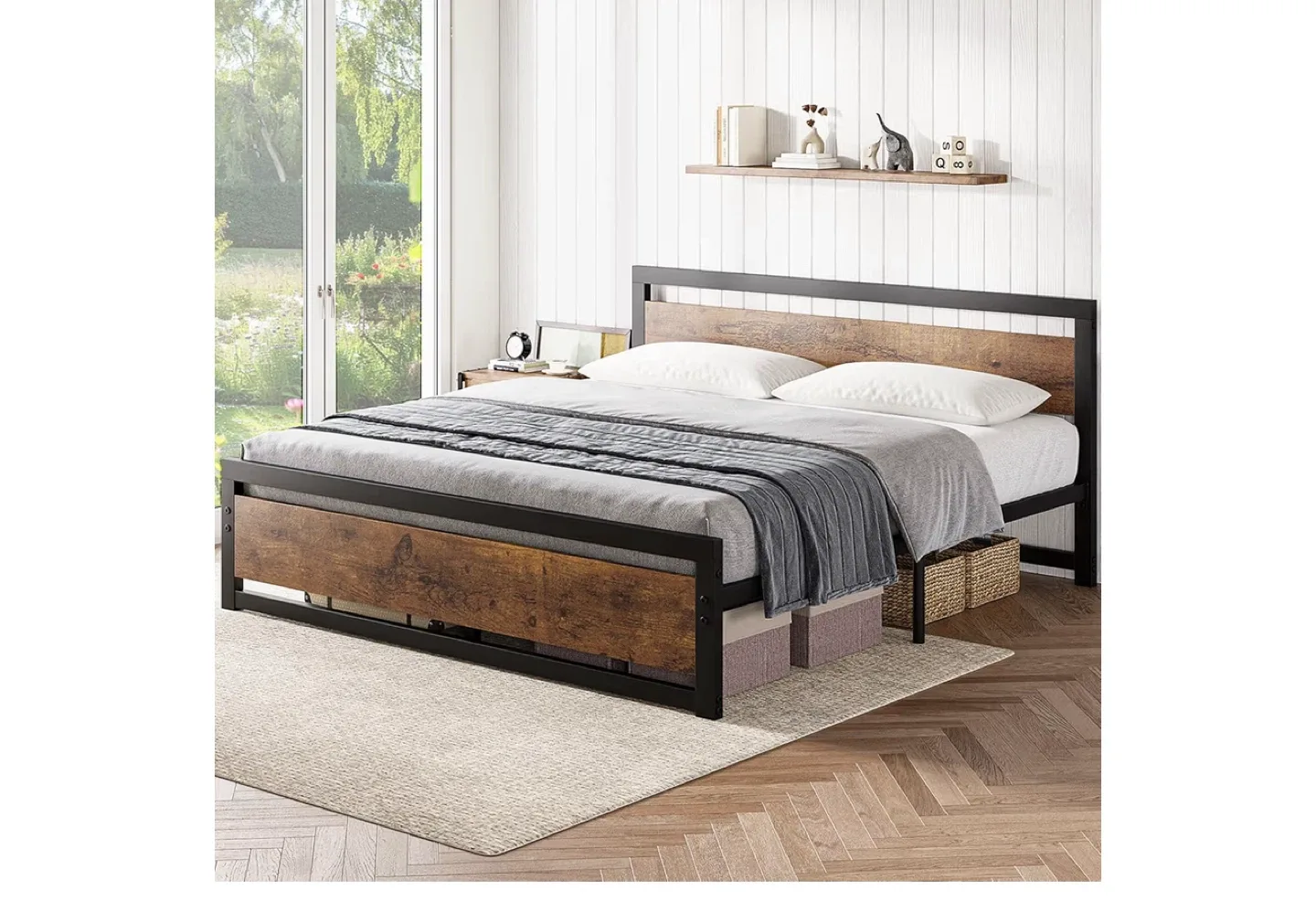 Queen Size Bed Frame with Headboard