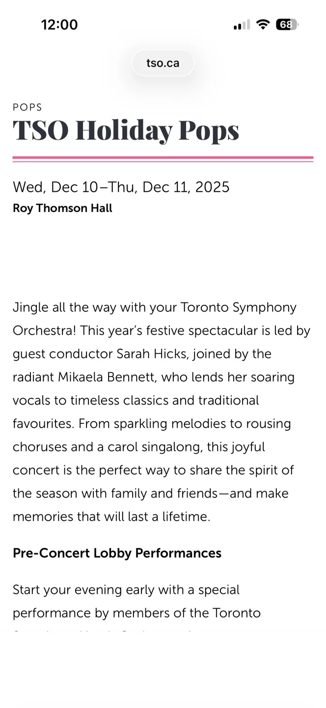 Toronto Symphony Orchestra Holiday Pops Tickets Dec11 2PM image indicator(3)