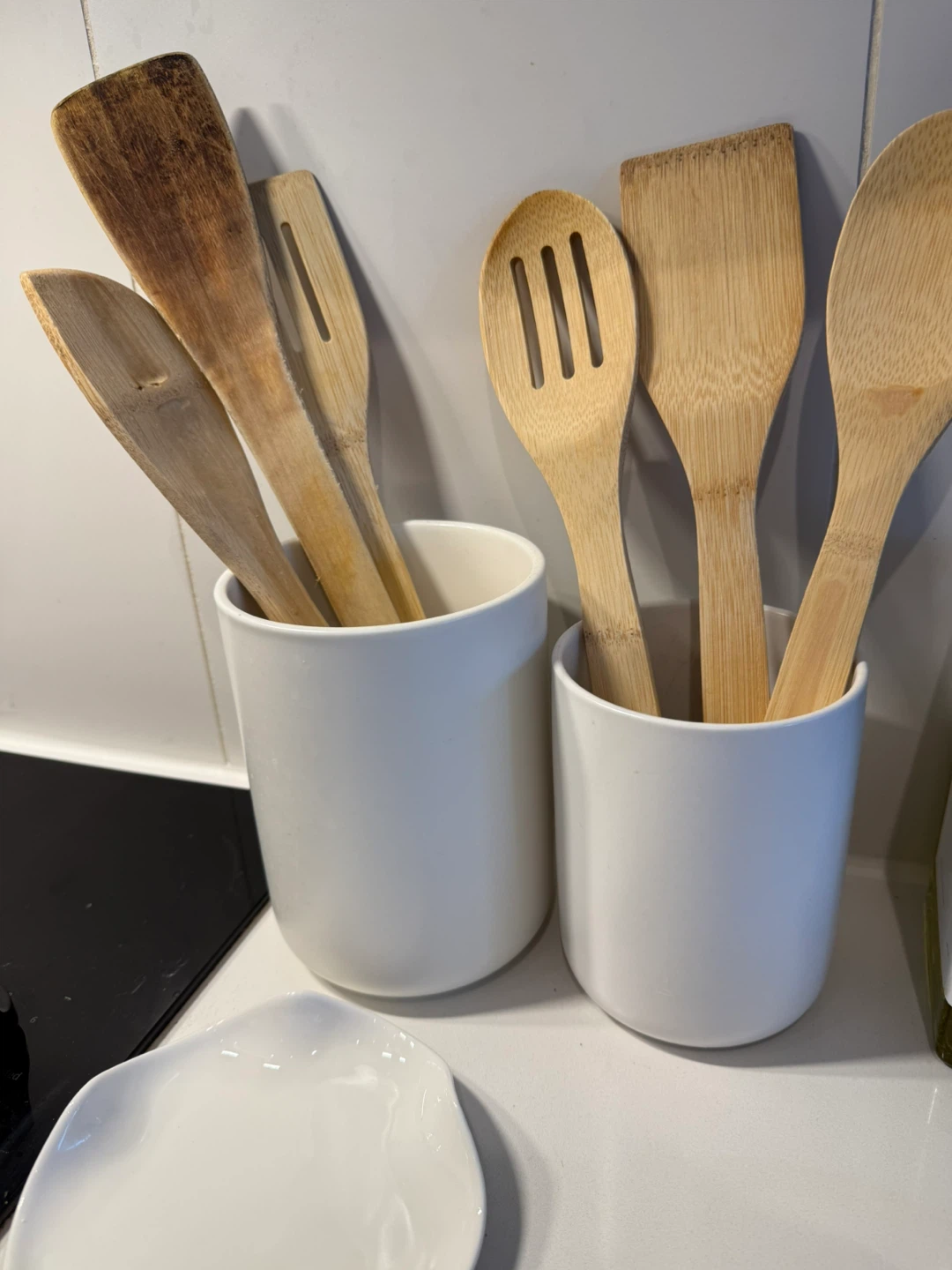 White Ceramic Utensil Holders