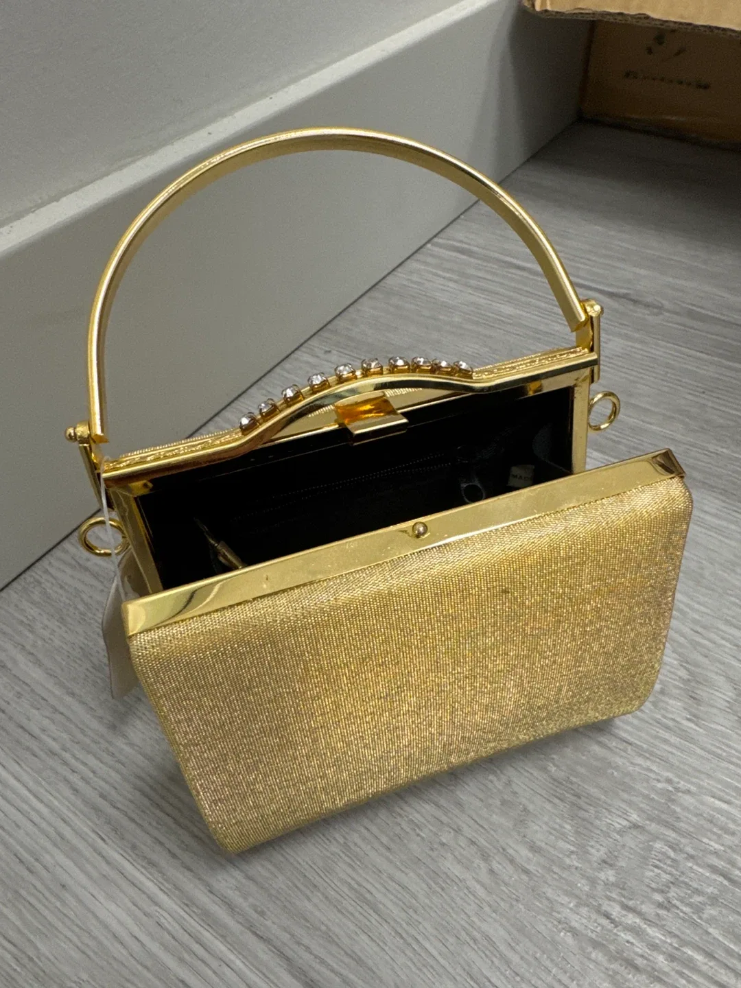 Gold Evening Clutch with Rhinestones