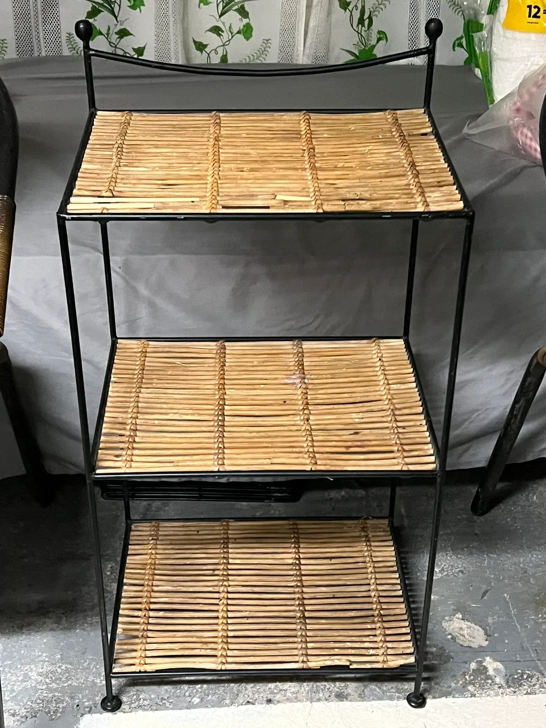 3-Tier Metal and Bamboo Shelf with a piece of nice maple  top