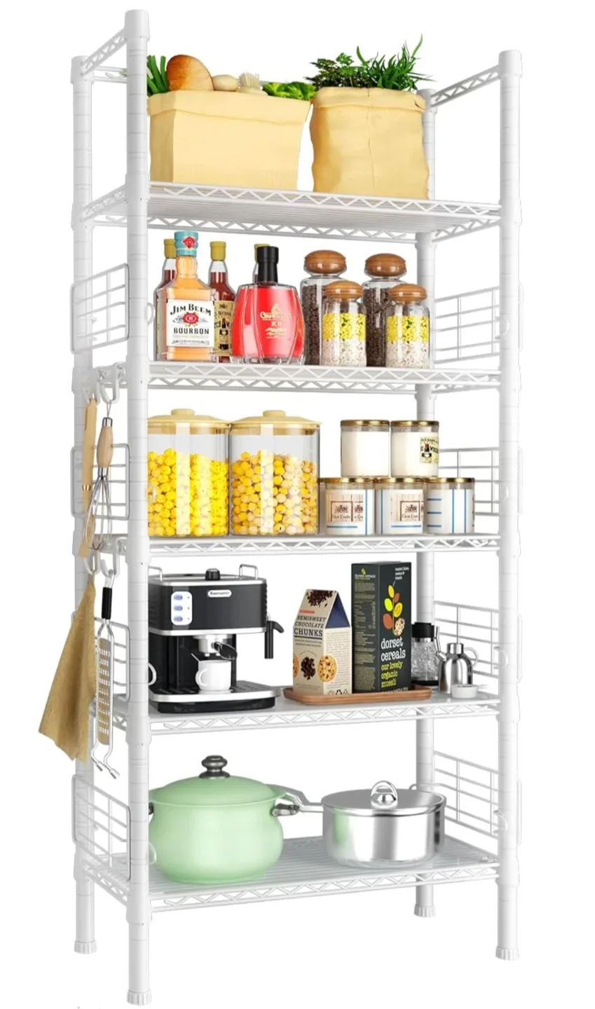 White 6-Tier Metal Wire Shelving Unit