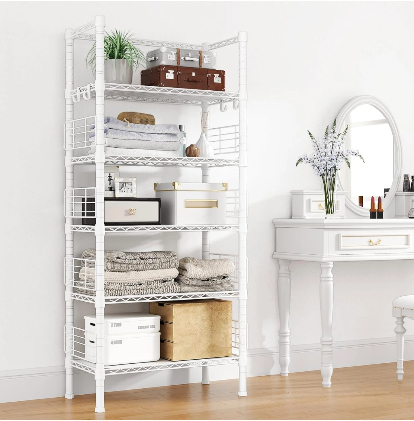 White 6-Tier Metal Wire Shelving Unit - photo 3