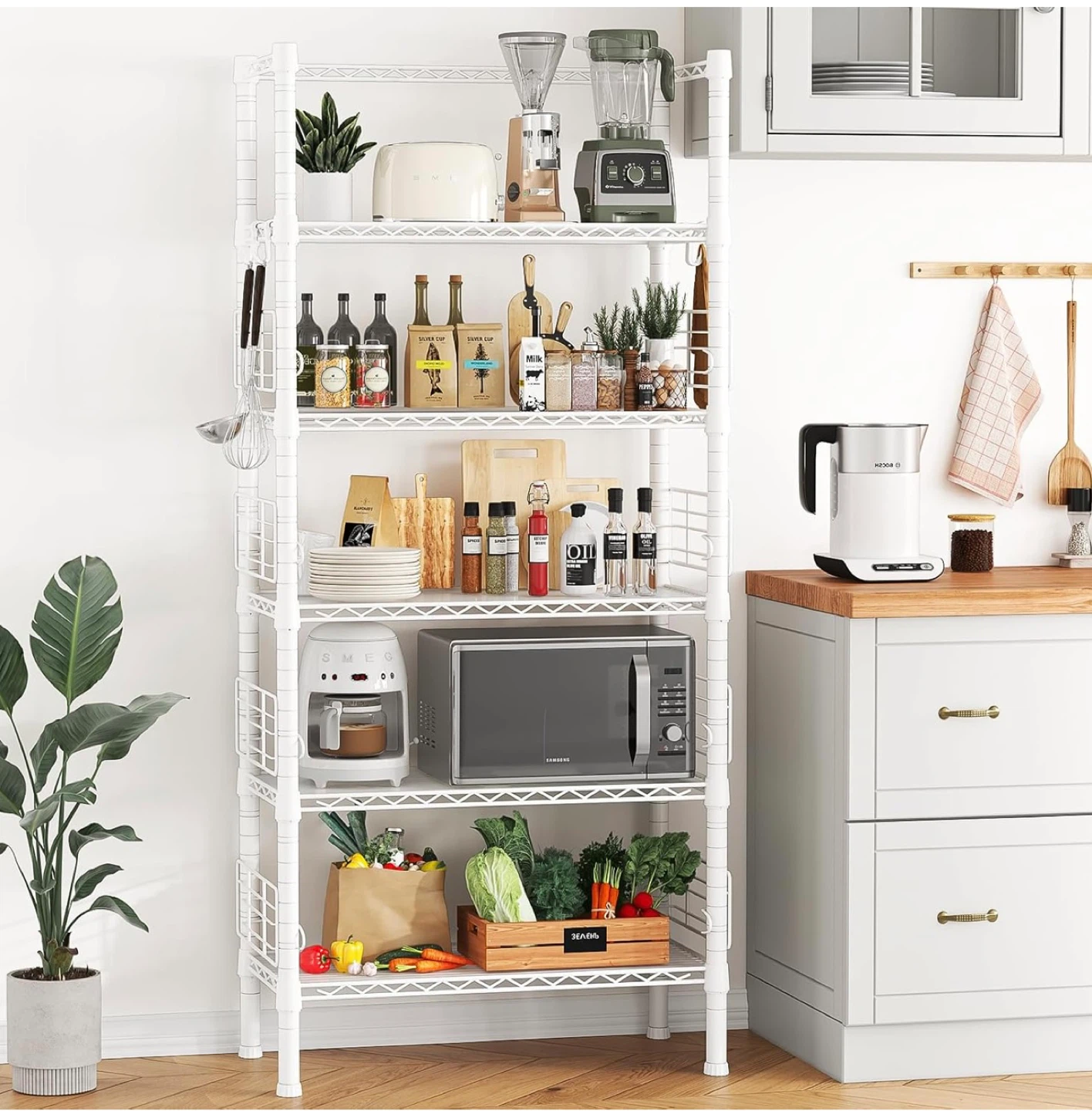 White 6-Tier Metal Wire Shelving Unit - photo 2