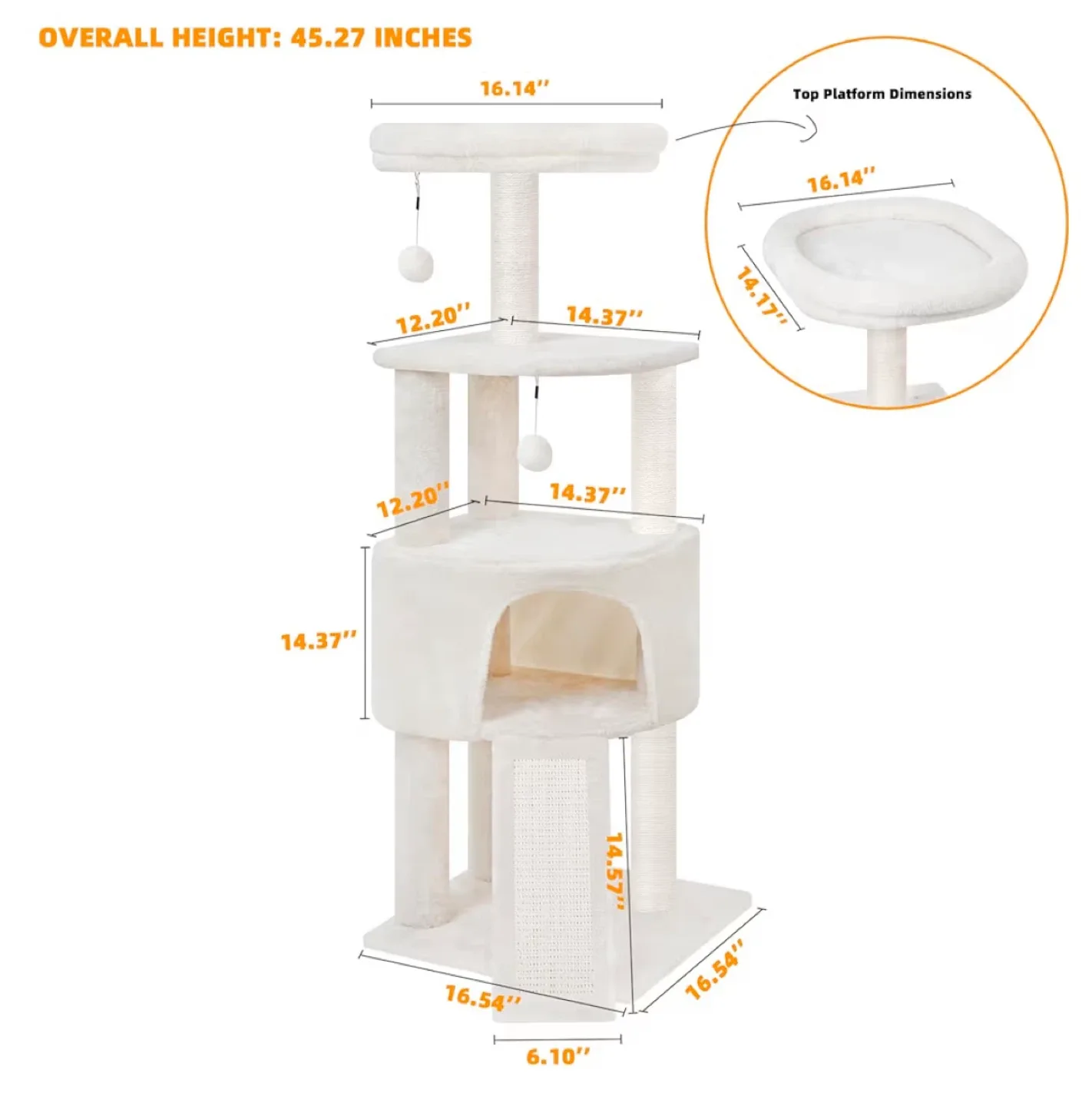 Beige Cat Tree with Scratching Post (grey ) image indicator(3)