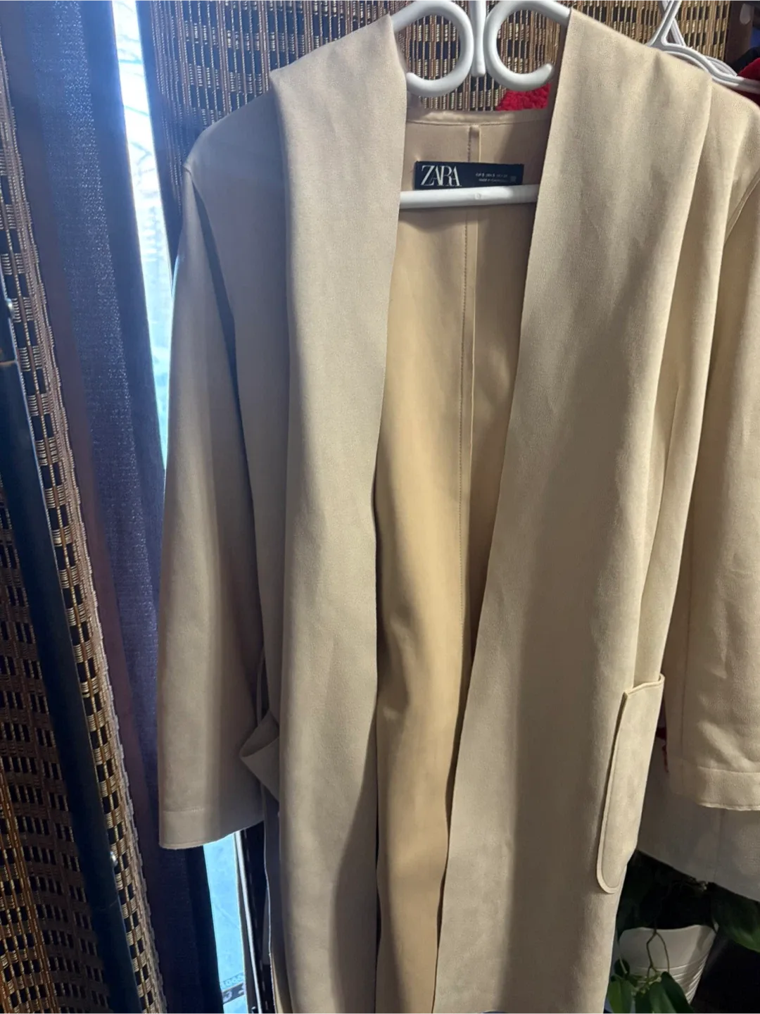 Zara Beige Hooded Duster Coat - Size s