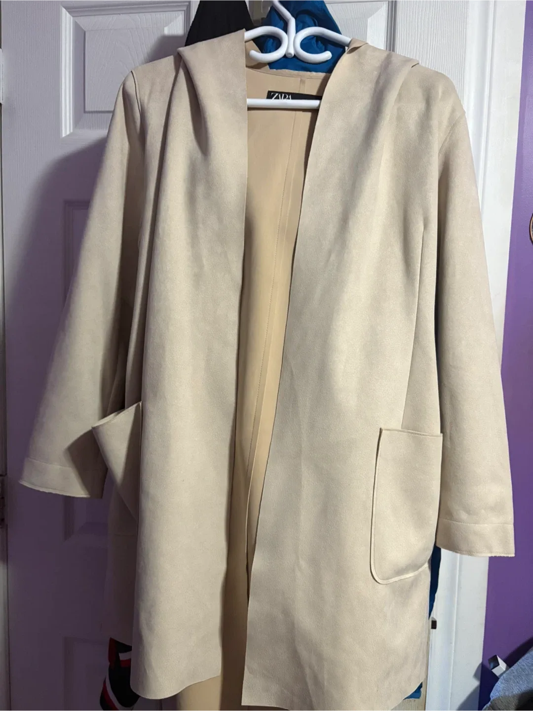 Zara Beige Hooded Duster Coat - Size s image indicator(2)
