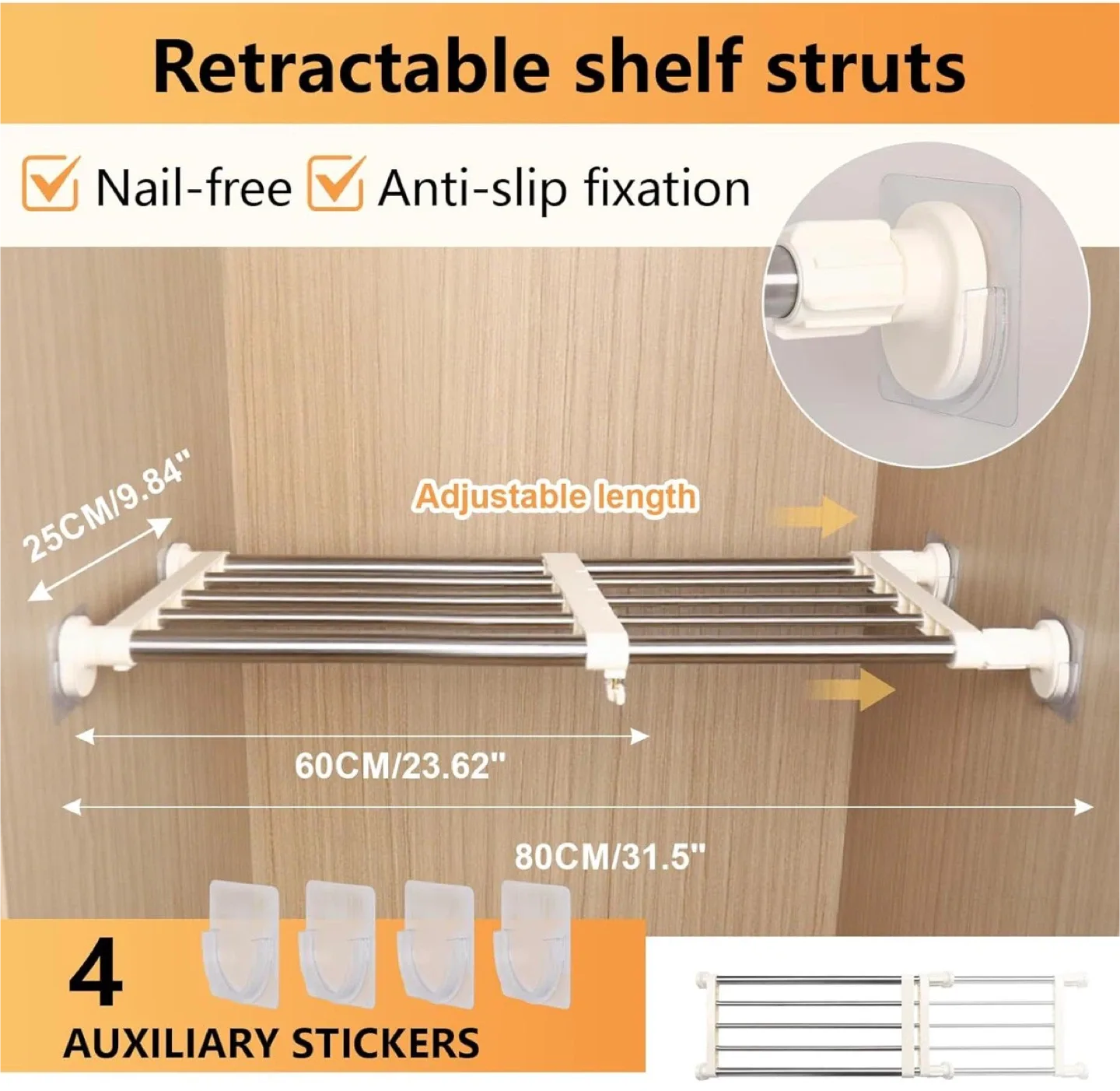 BRAND NEW, SEALED Adjustable Closet Tension Shelf #Cleanout