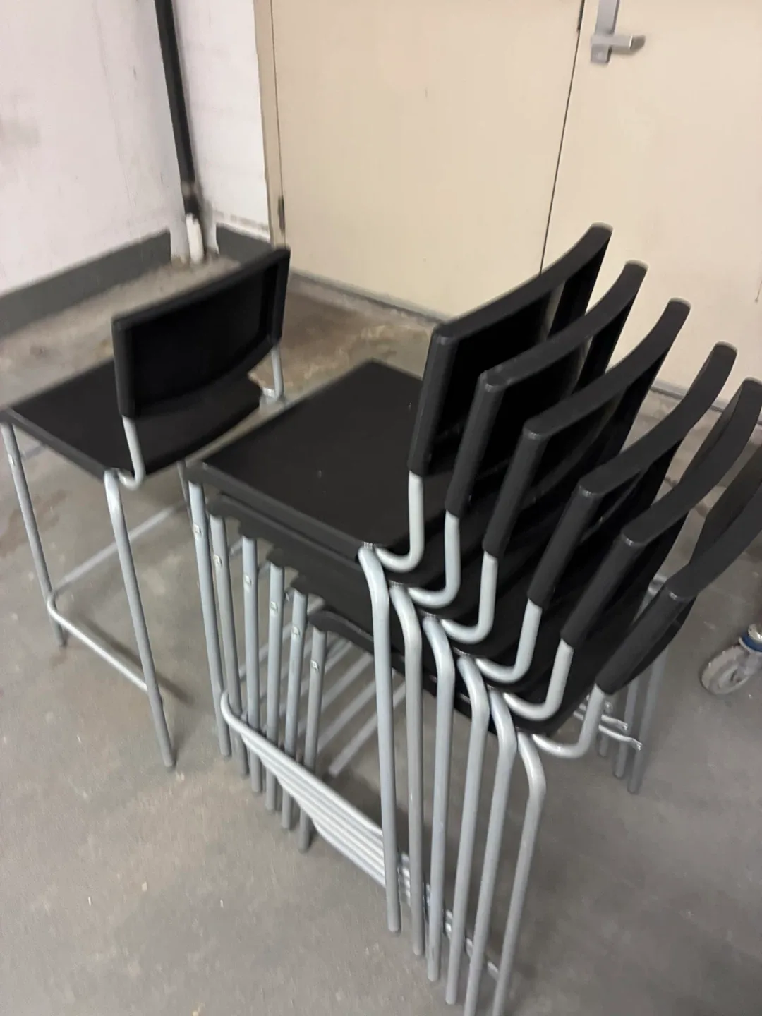 Stackable Black Chairs - Set of 5