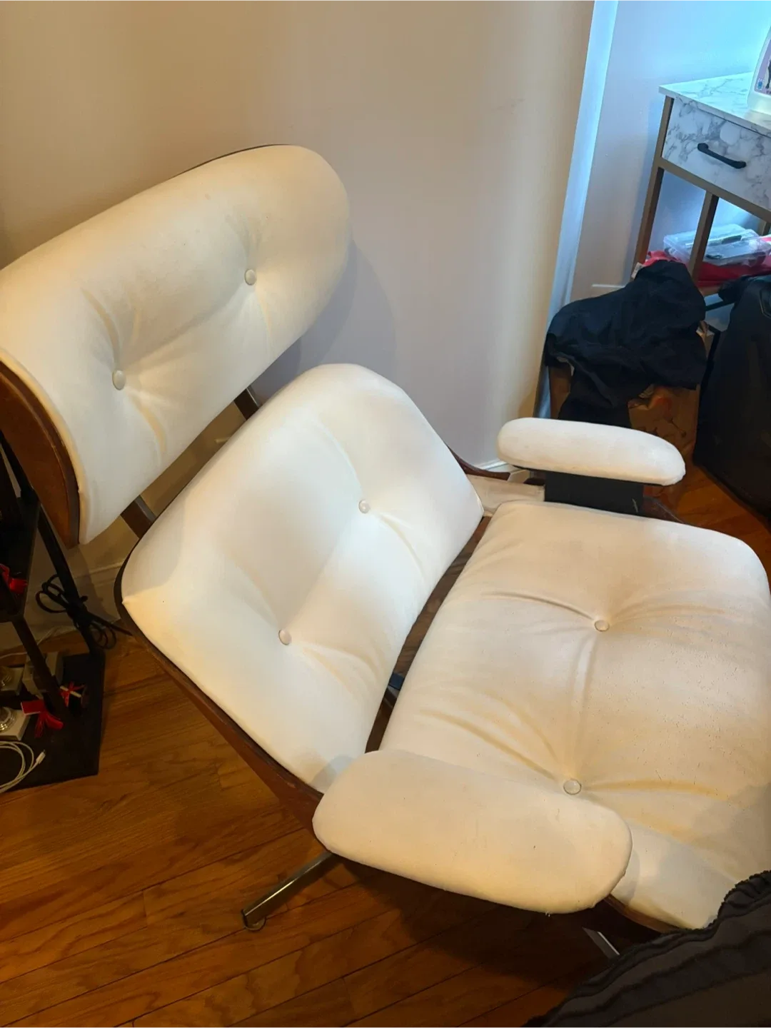 Eames Style Lounge Chair - White Leather