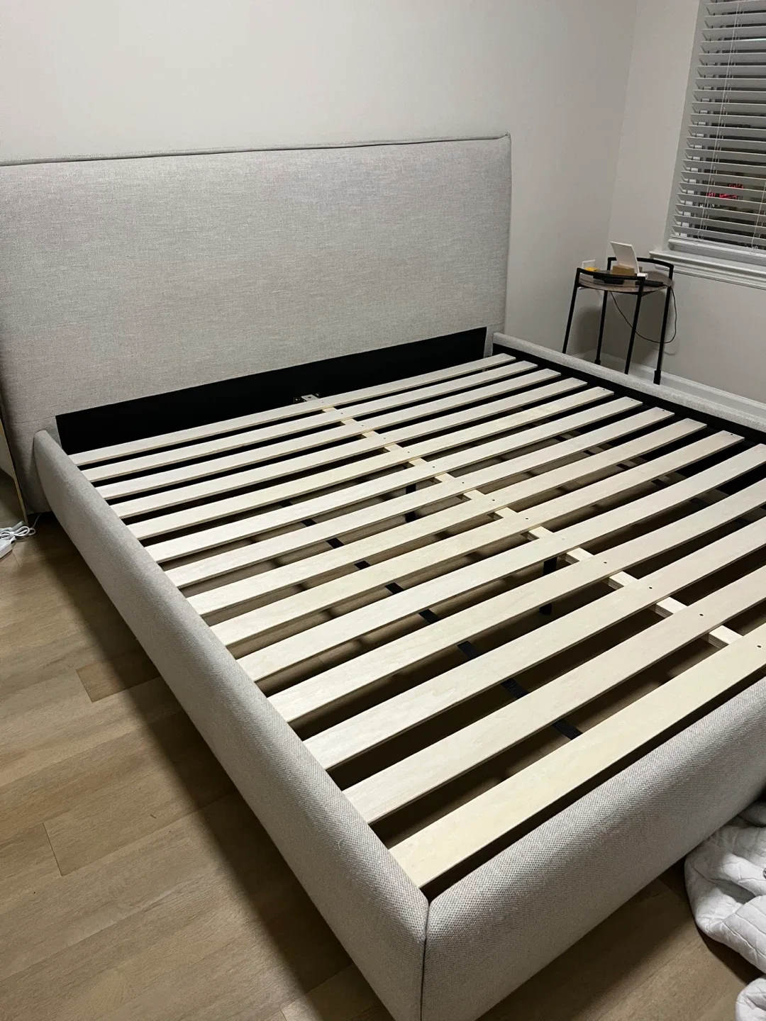 King Upholstered Bed Frame - Light Gray