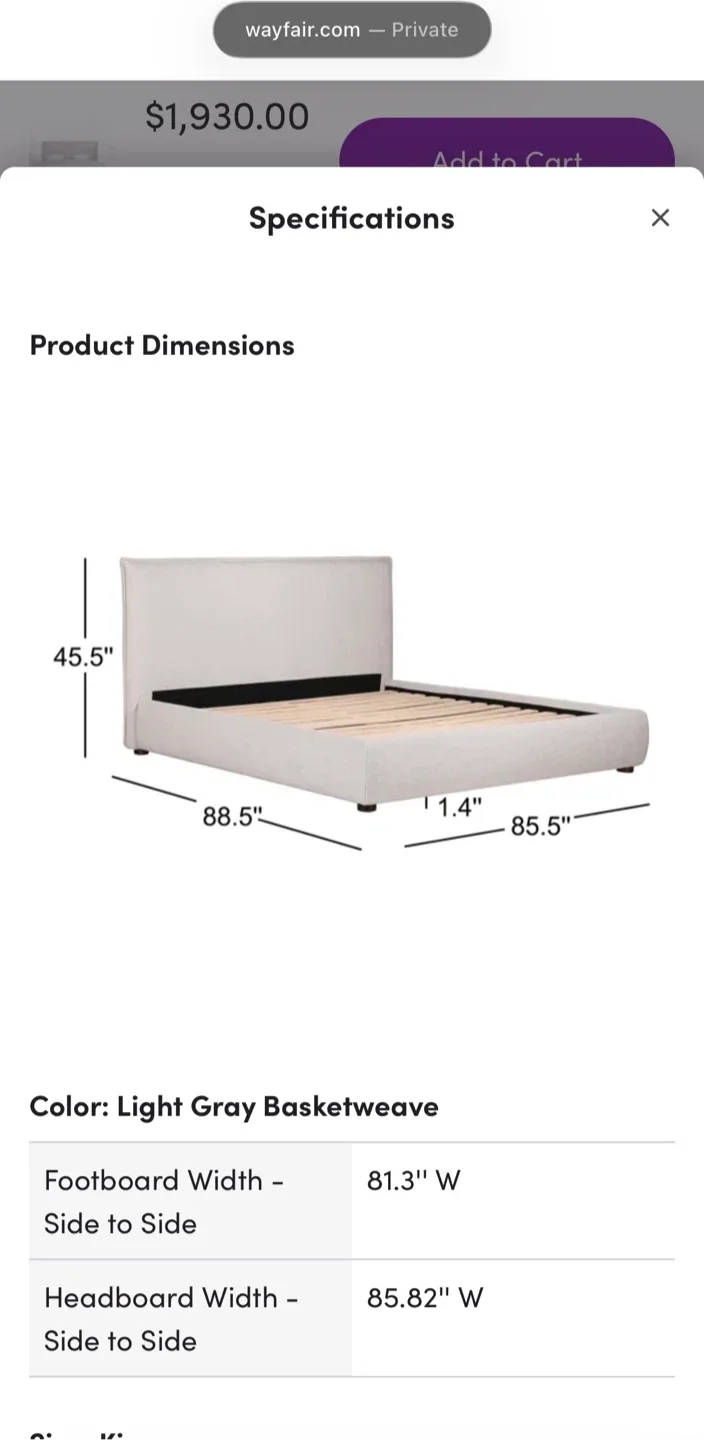 King Upholstered Bed Frame - Light Gray image indicator(10)