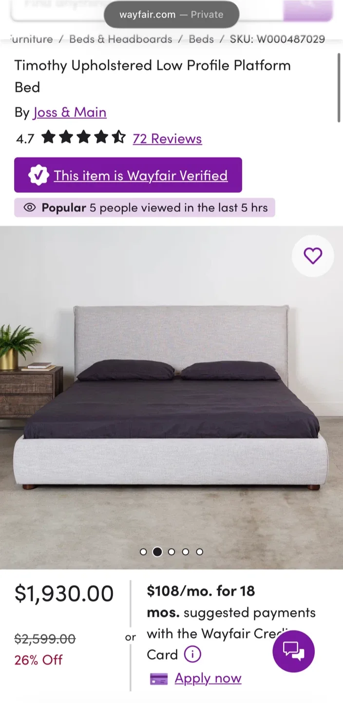 King Upholstered Bed Frame - Light Gray image indicator(9)