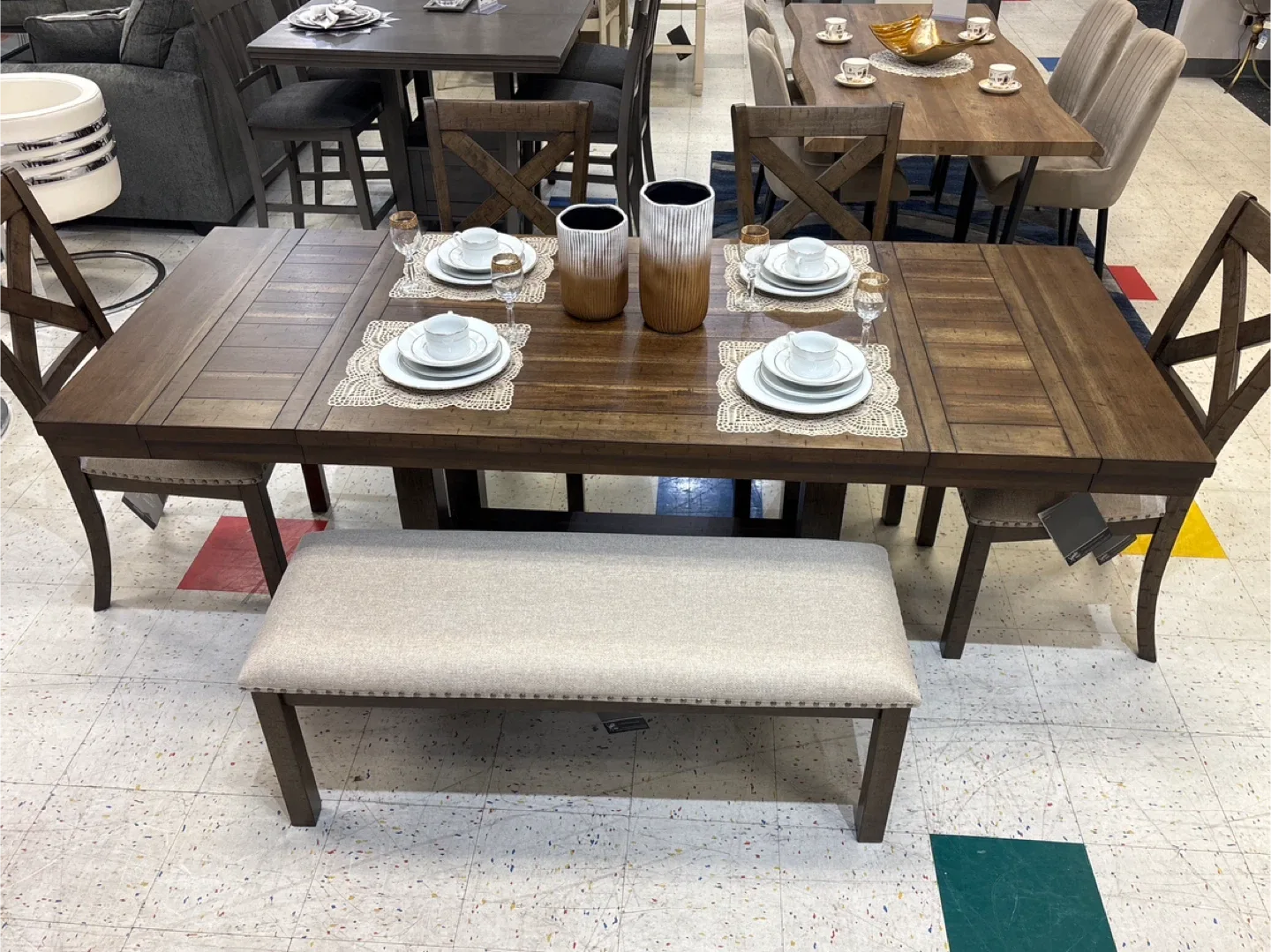 Ashley Dining Table with 4 Chairs & Bench