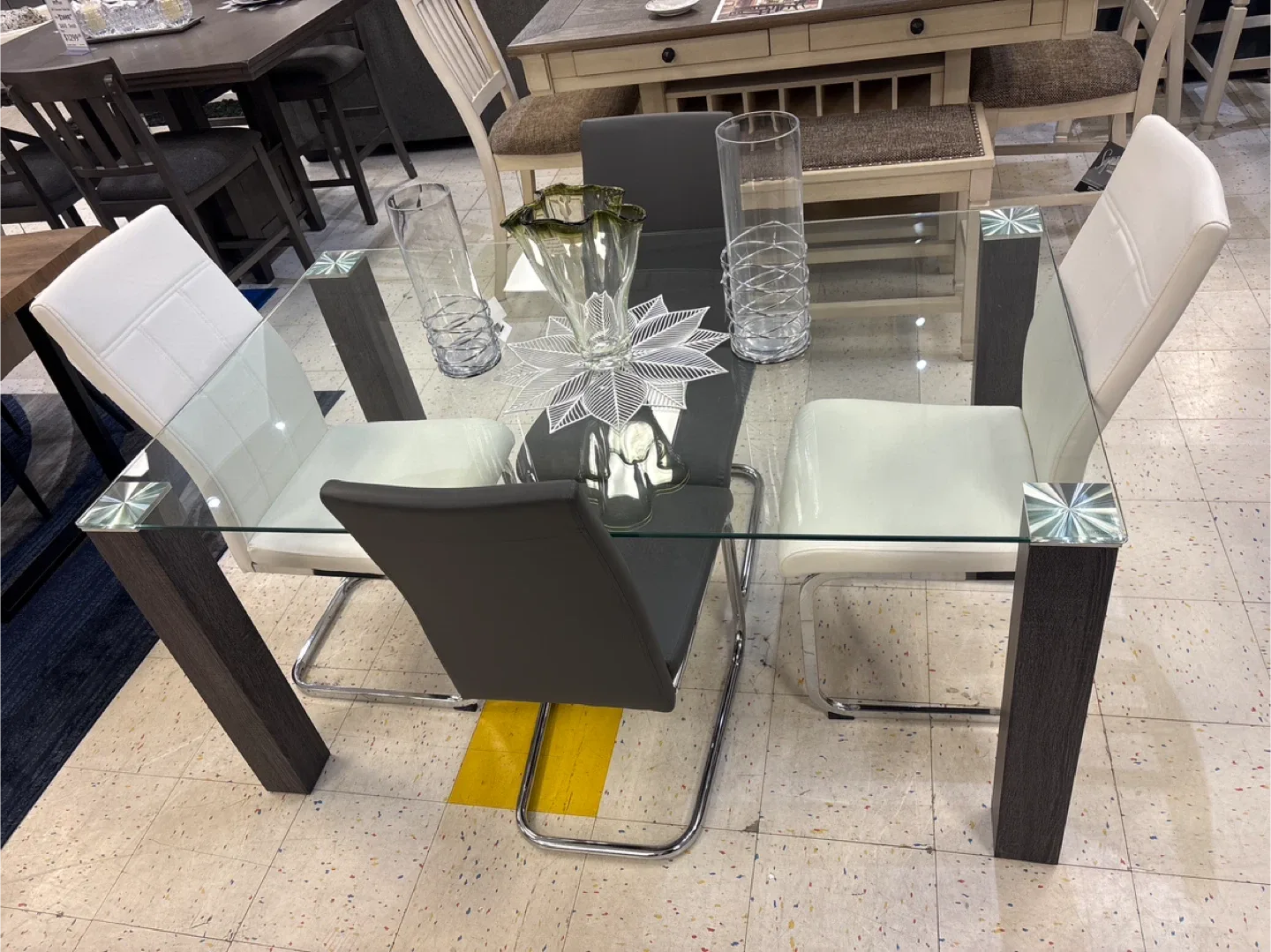 Glass Top Dining Table with 4 Chairs