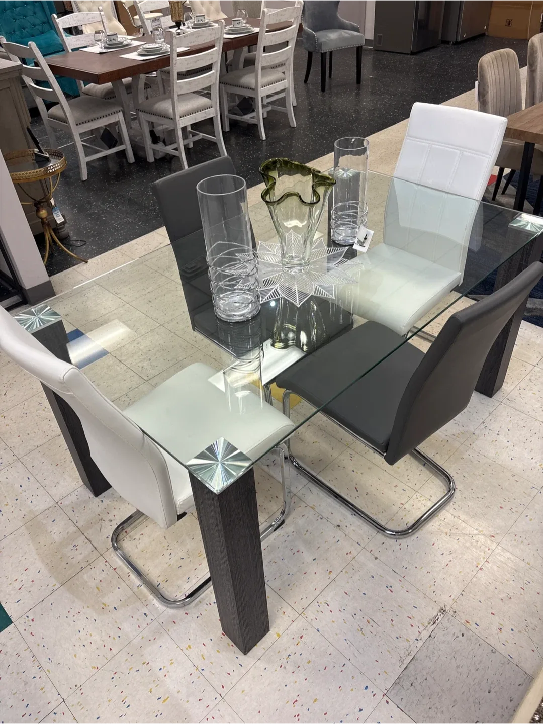 Glass Top Dining Table with 4 Chairs image indicator(3)