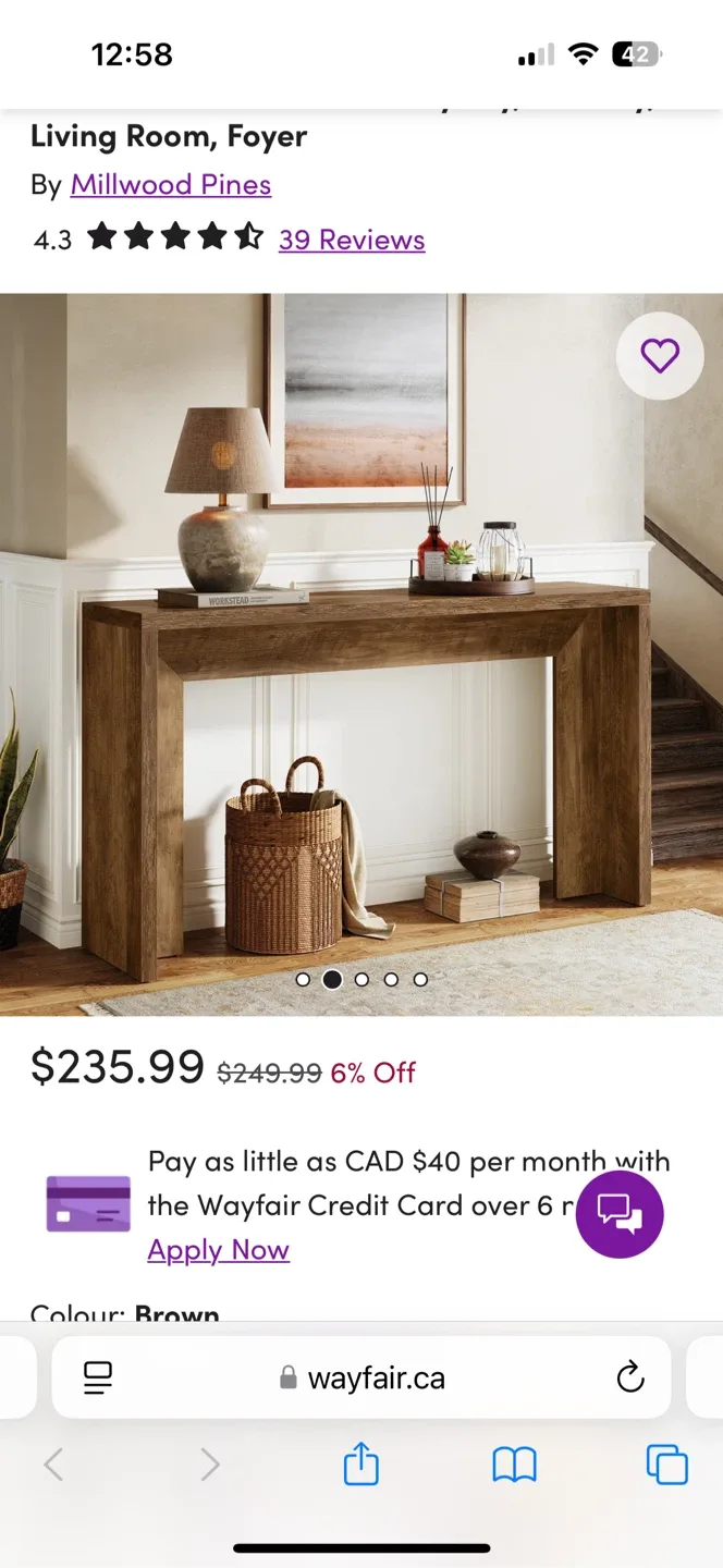 Millwood Pines Console/Entry Table - Brown