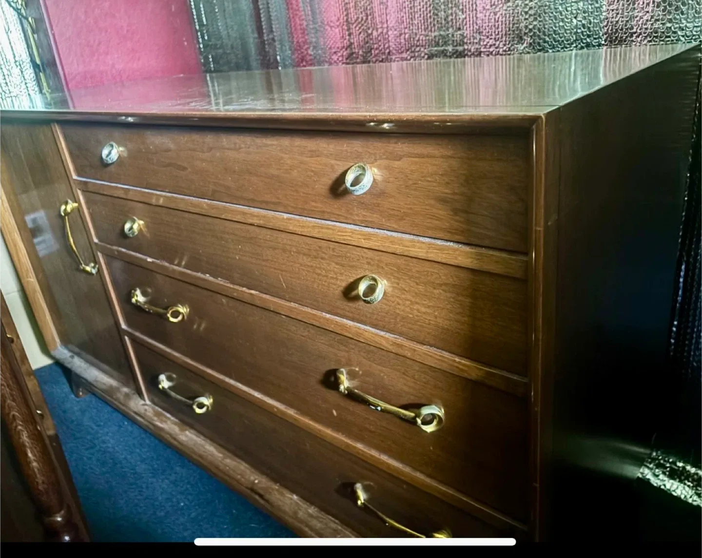 Wooden Dresser with mirror & 2 for bedside