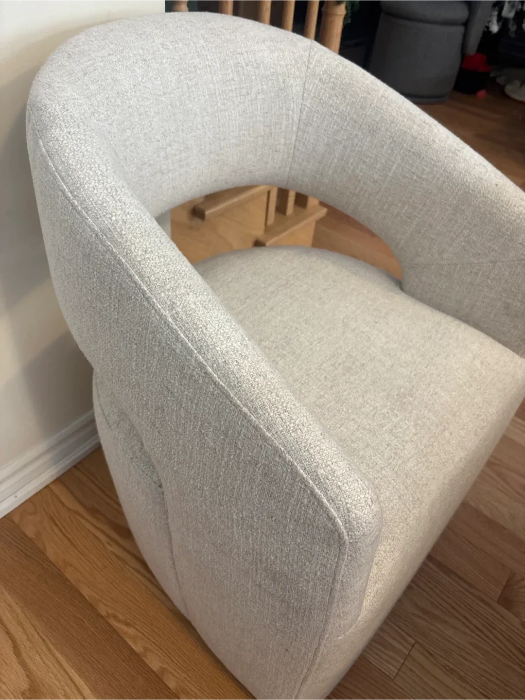 Light Grey Upholstered  Roller Chair- 1 image indicator(2)